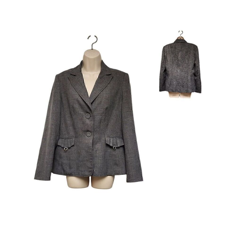 Signature By Larry Levine Single Breasted Blazer Color Gray Size 12